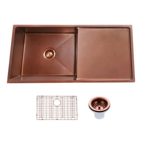 TSI Sinks TWM4RG 960*450*230MM GUN METAL GREY HAND-MADE SINGLE BOWL KITCHEN SINK(ROUND EDGES)