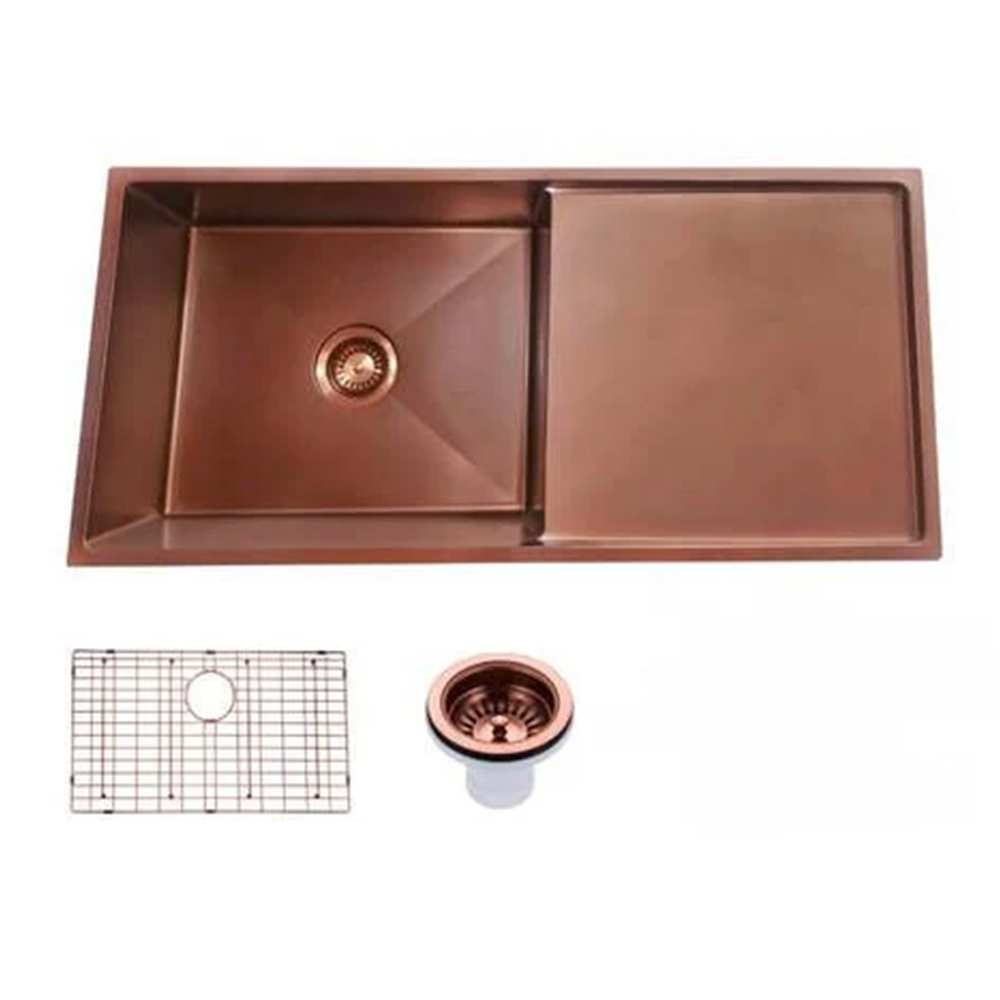 TWM4RG 960*450*230MM GUN METAL GREY HAND-MADE SINGLE BOWL KITCHEN SINK(ROUND EDGES)