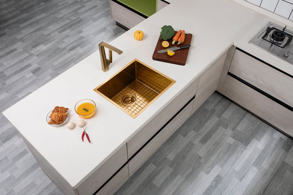 TSI Sinks TWM5G 510*450*230MM BRUSHED YELLOW GOLD HAND-MADE SINGLE BOWL KITCHEN SINK(ROUND EDGES)