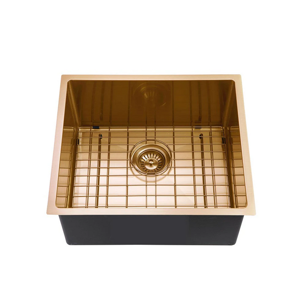 TWM5G 510*450*230MM BRUSHED YELLOW GOLD HAND-MADE SINGLE BOWL KITCHEN SINK(ROUND EDGES)