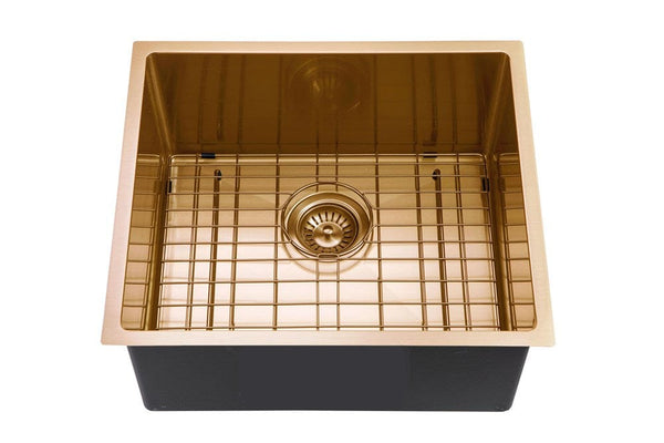TSI Sinks TWM8G 440X440X205MM BRUSHED YELLOW GOLD STAINLESS STEEL HANDMADE SINGLE BOWL SINK