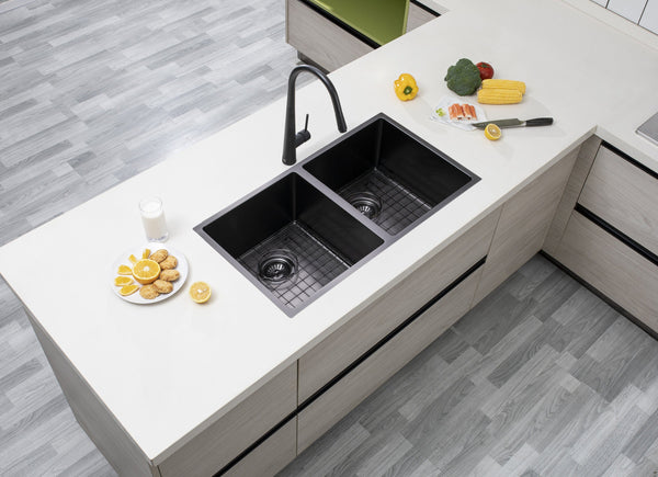TSI Sinks TWM7B 820X457X230MM GUN METAL GREY 1.2MM HANDMADE TOP/UNDERMOUNT DOUBLE BOWLS KITCHEN SINK