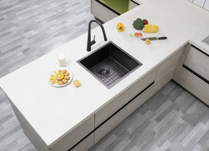 TWM8-SATIN SATIN - GUN METAL GREY 440X440X205MM SATIN STAINLESS STEEL HANDMADE SINGLE BOWL SINK