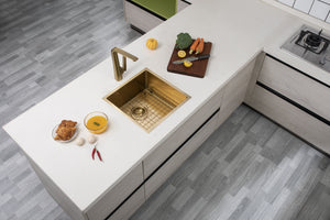 TSI Sinks TWM8G 440X440X205MM BRUSHED YELLOW GOLD STAINLESS STEEL HANDMADE SINGLE BOWL SINK