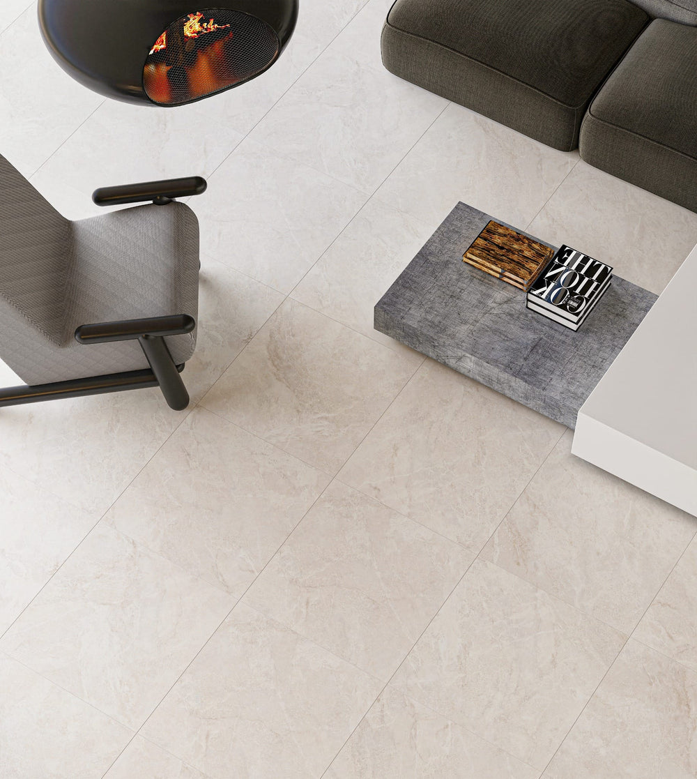 Tempo White Matt P3 Stone Look Tile 600x600mm