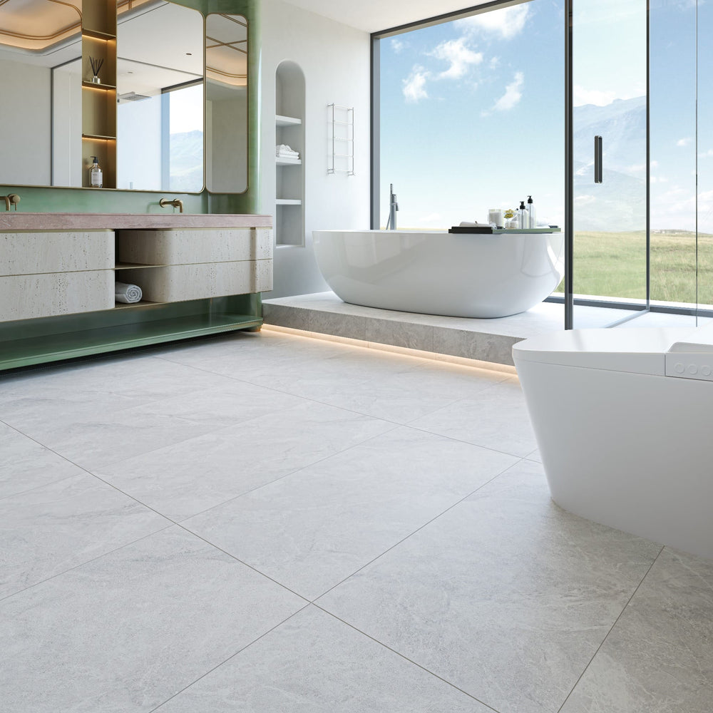 Tempo Light Grey Matt P3 Stone Look Tile 600x600mm