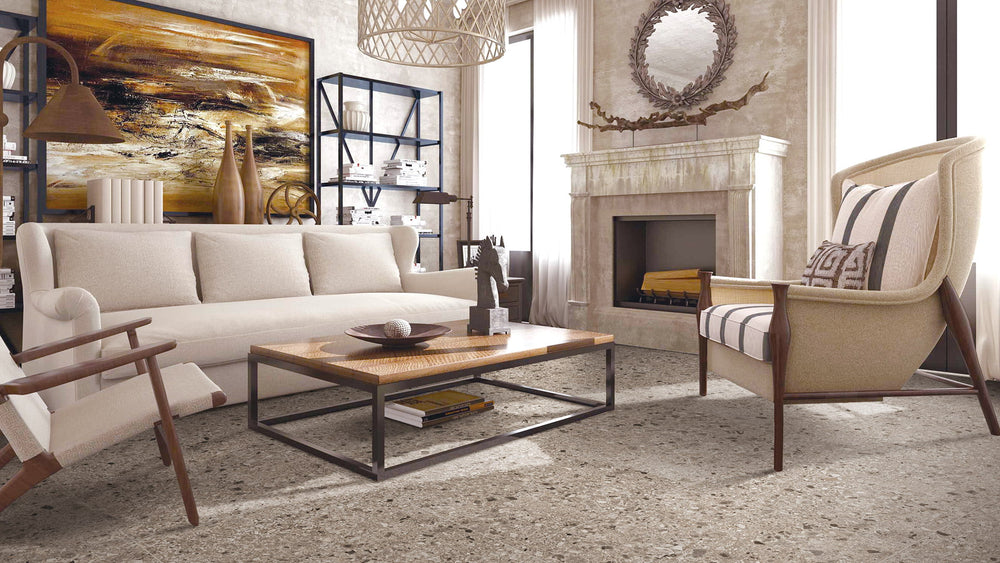 SAI0015 FRAMMENTA TERRAZZO TAUPE POLISH RECT 600X600MM