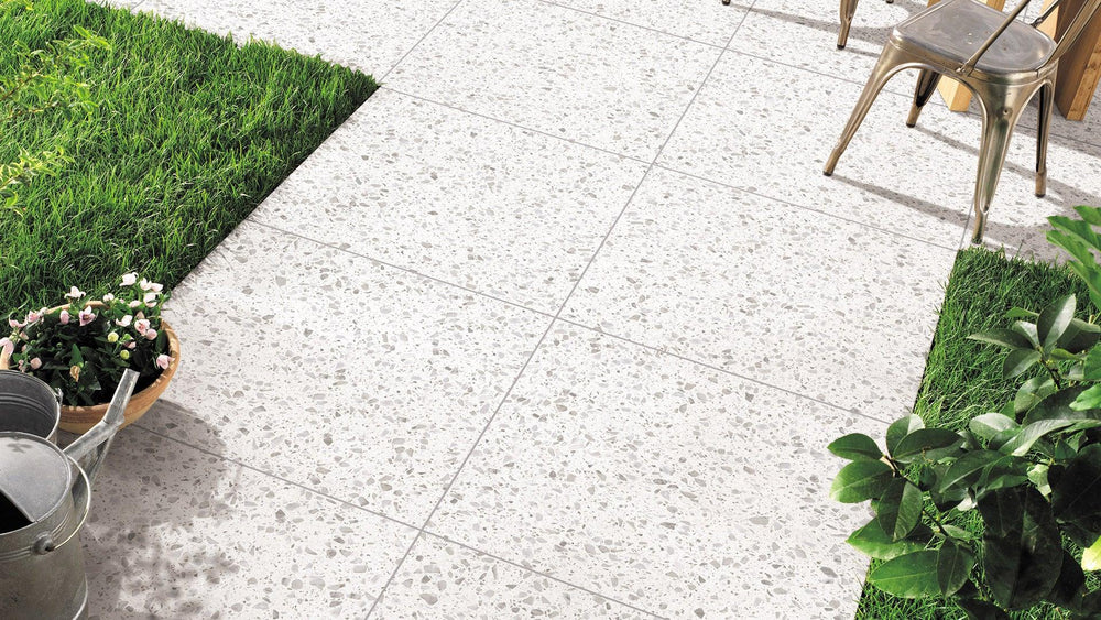 Terrazzo Stone Jelly White Matt Tile 600X600mm