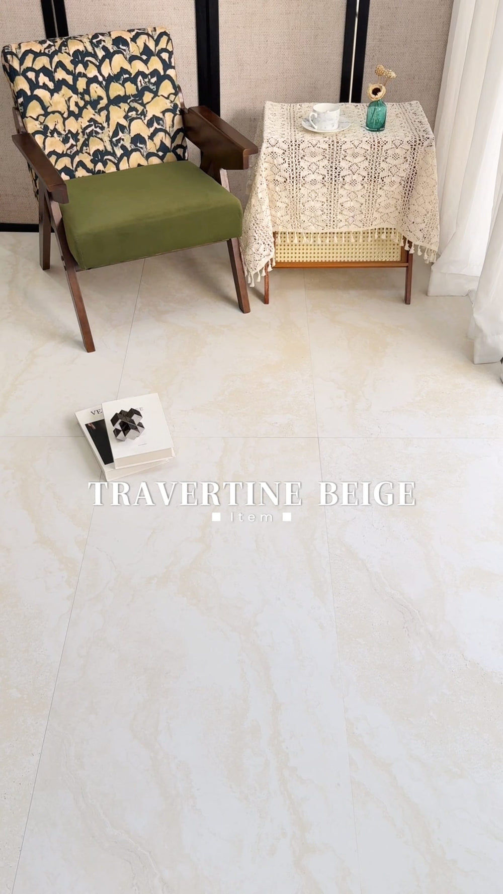 Travertine Beige Matt Tile 600x1200mm