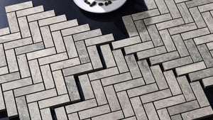 TUNDRA WHITE HERRINGBONE 20X64MM MOSAIC MATT SMOOTH GRIP