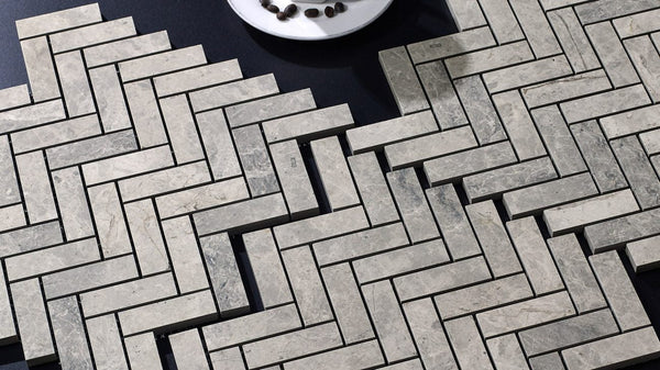 TUNDRA WHITE HERRINGBONE 20X64MM MOSAIC MATT SMOOTH GRIP
