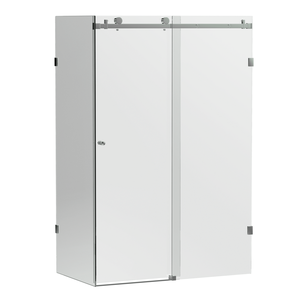 Violet 10 10mm Frameless Sliding Screen Front & Return V10-S / V10-S-R - Brushed Nickel