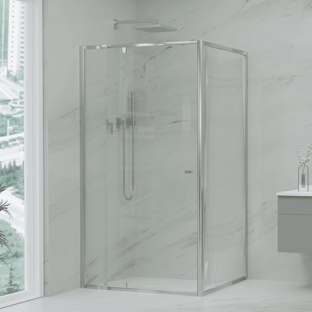 Violet 6 Chrome 6mm Semi-Frameless Pivot Screen – Front & Return