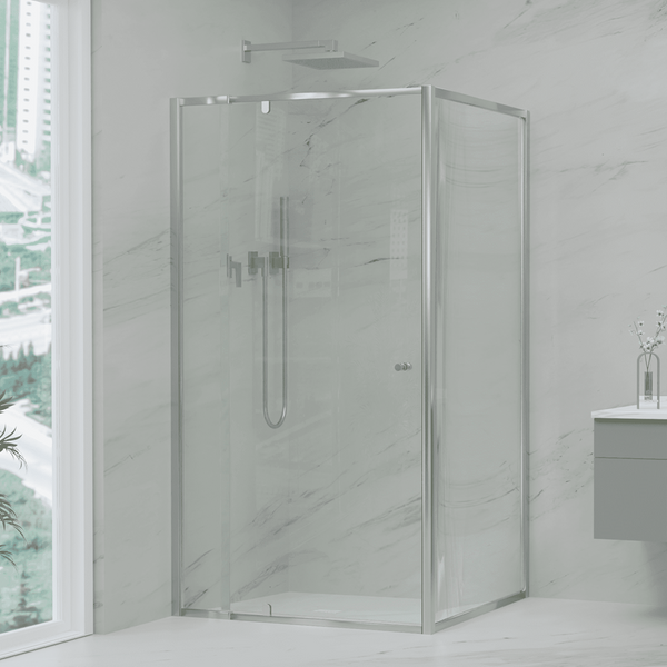 Violet 6 Chrome 6mm Semi-Frameless Pivot Screen – Front & Return