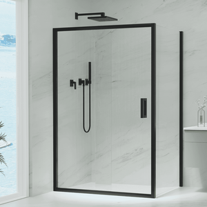 Violet 6 Black 6mm Semi-Frameless Sliding Screen Front & Return