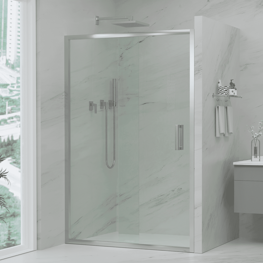 Violet 6 Chrome 6mm Semi-Frameless Sliding Screen Front only