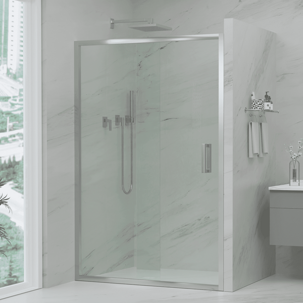 Violet 6 Chrome 6mm Semi-Frameless Sliding Screen Front only