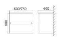 BELLA 600 WALL HUNG Vanity With Ceramic Top