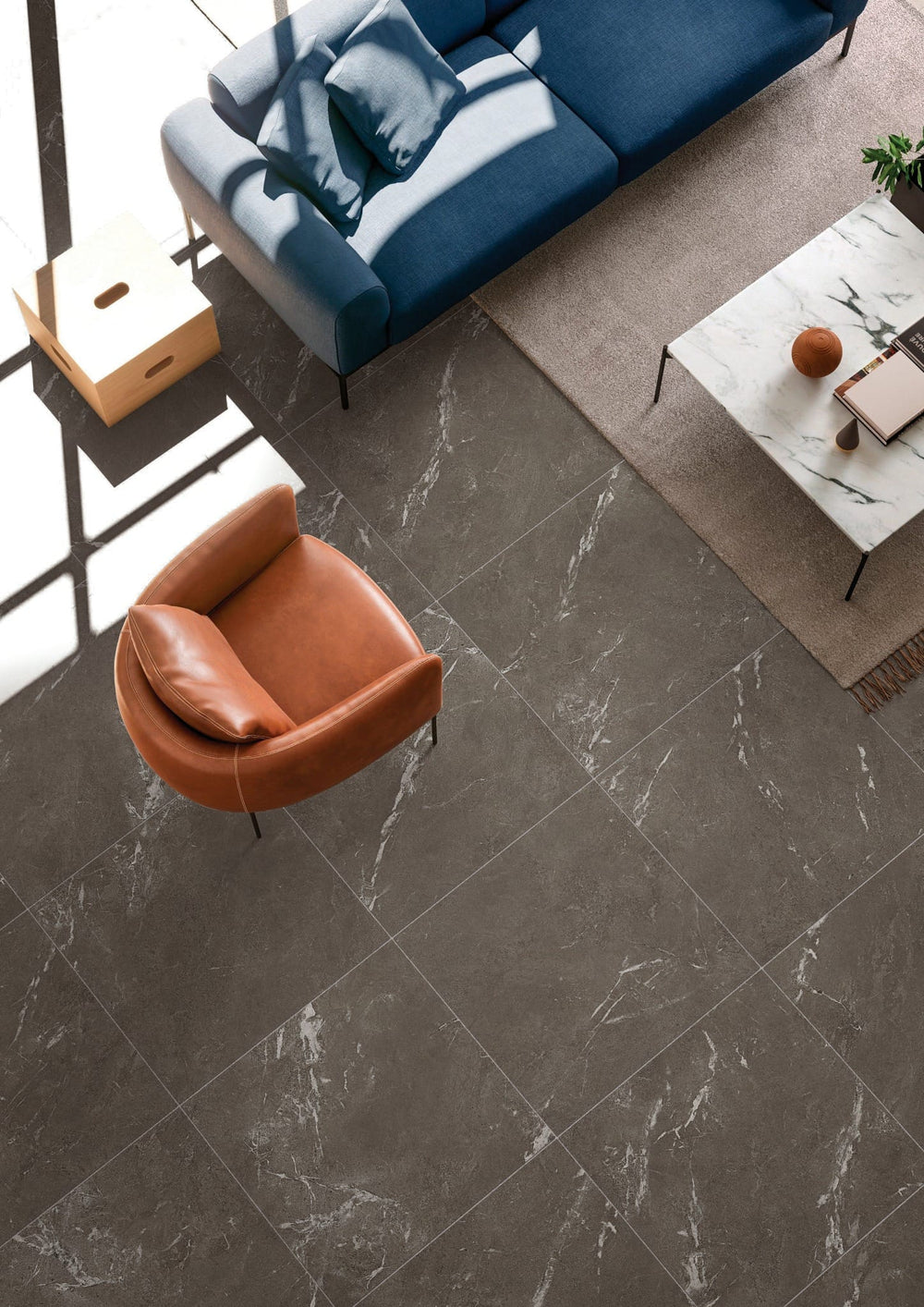 Vela Mocha Matt P3 Stone Look Tile 600x600mm