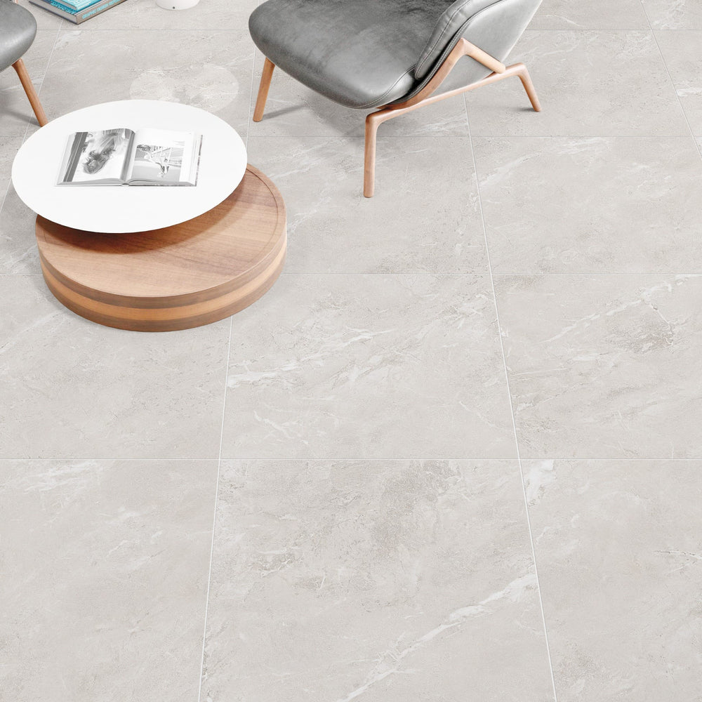 Vela White Matt P3 Stone Look Tile 600x600mm