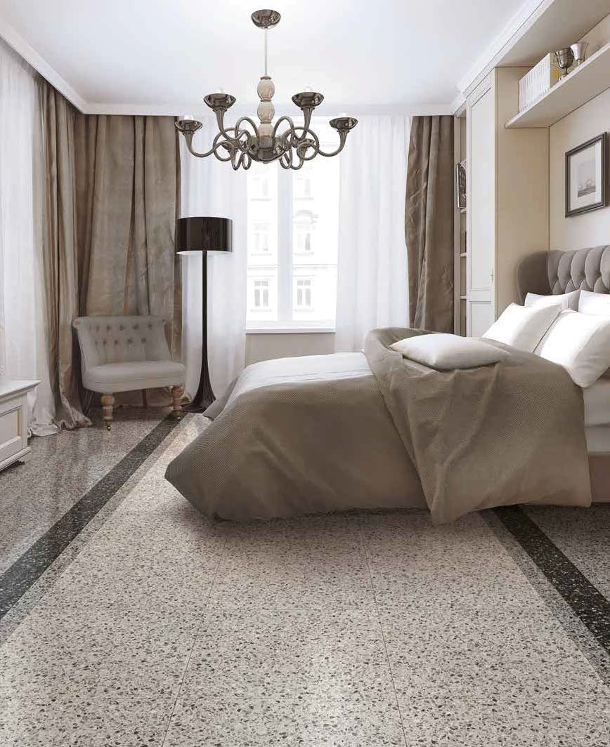 Venezia Gesso Glazed Polished Terrazzo Look Tile 1200x600mm  Made In Italy