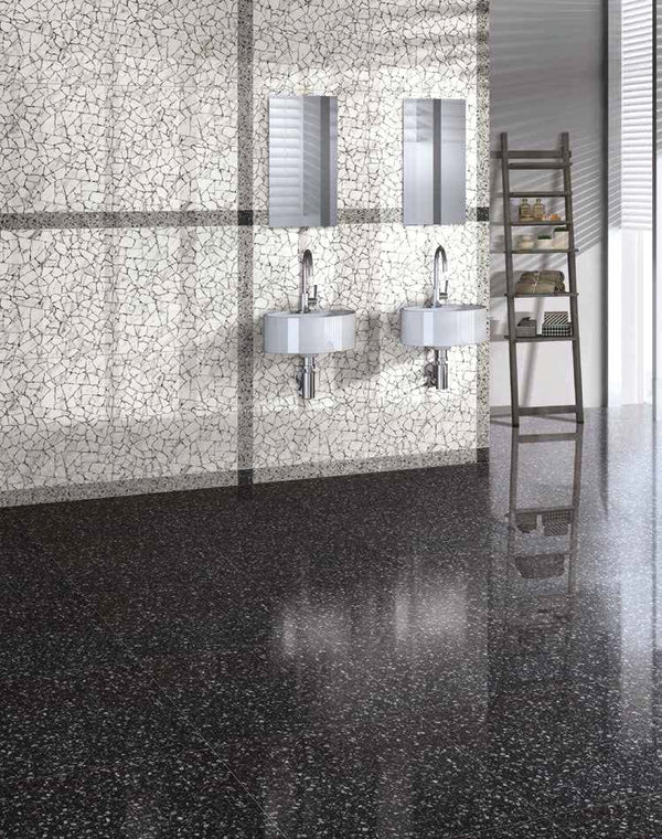 EV Tile Venezia Tortora Glazed Polished Terrazzo Look Tile 600x600mm Made In Italy