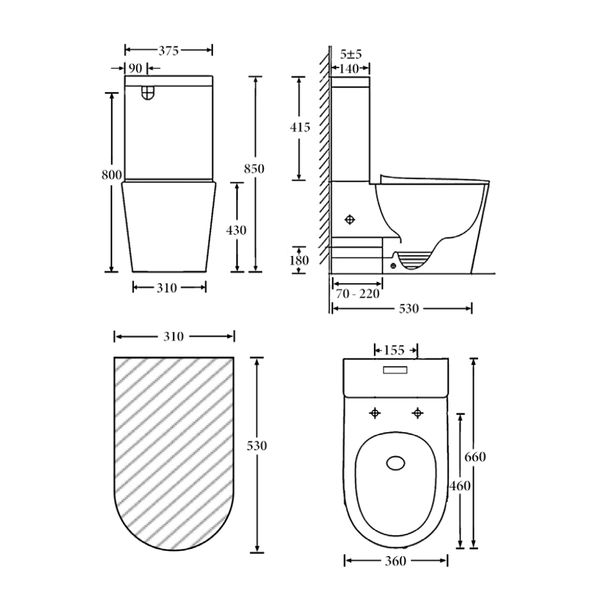 Noveen Toilets T6088RT-MW – VERA Tornado-Rimless Toilet Suite in Matt White