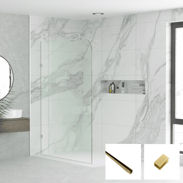 Milano Series Radius Walk In Panel M-R - Brushed Gold