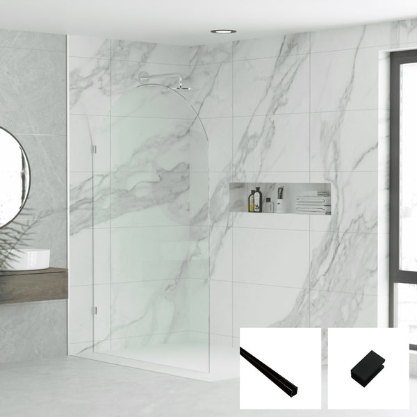 Milano Series Arched Walk In Panel M-FP - Black