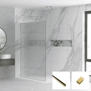 Milano Series Reeded Walk In Panel M-REED - Brushed Gold