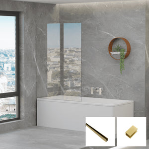 10mm Frameless Fixed Bath Screen V10-B-F - Brushed Gold