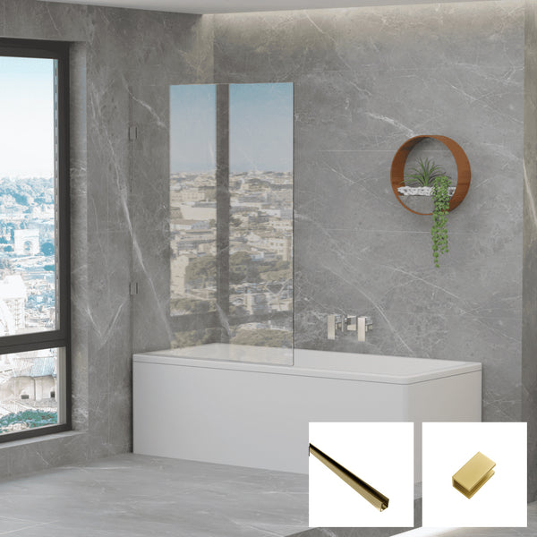 10mm Frameless Fixed Bath Screen V10-B-F - Brushed Gold
