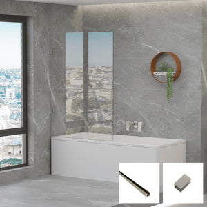 10mm Frameless Fixed Bath Screen V10-B-F - Brushed Nickel