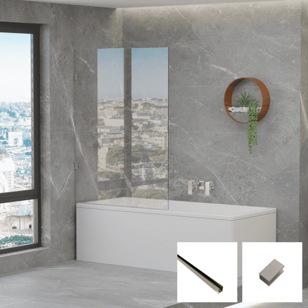 10mm Frameless Fixed Bath Screen V10-B-F - Brushed Nickel