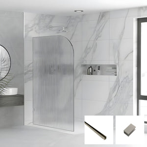 Milano Series Reeded Radius Walk In Panel M-REED-R - Brushed Nickel
