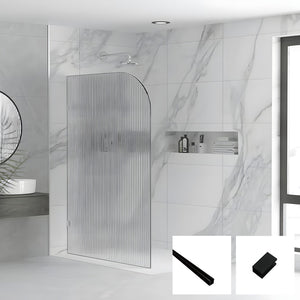 Milano Series Reeded Radius Walk In Panel M-REED-R - Black