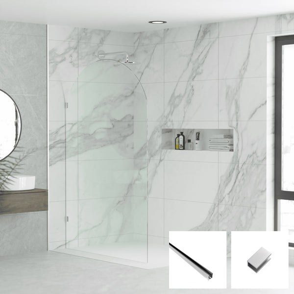 Milano Series Arched Walk In Panel M-FP - Chrome