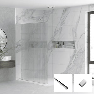 Milano Series Reeded Walk In Panel M-REED - Chrome