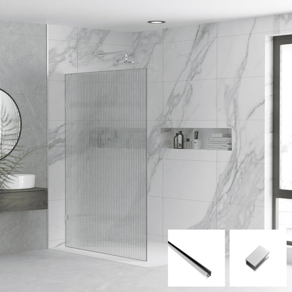 Milano Series Reeded Walk In Panel M-REED - Chrome