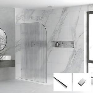 Milano Series Reeded Radius Walk In Panel M-REED-R - Chrome