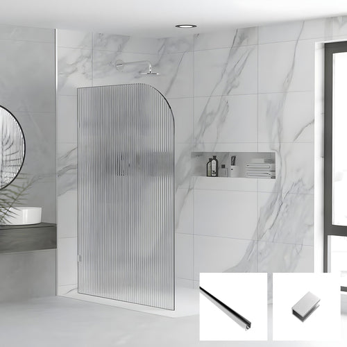 Milano Series Reeded Radius Walk In Panel M-REED-R - Chrome