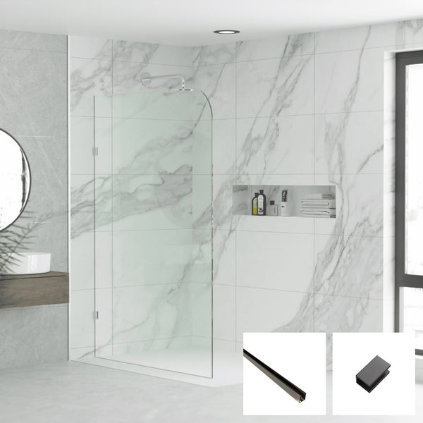 Milano Series Radius Walk In Panel M-R - Gun Metal