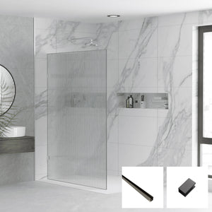 Milano Series Reeded Walk In Panel M-REED - Gun Metal