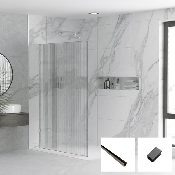 Milano Series Reeded Walk In Panel M-REED - Gun Metal