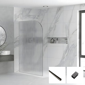 Milano Series Reeded Radius Walk In Panel M-REED-R - Gun Metal