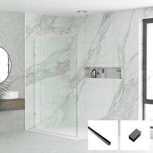 Gem Series Clear Walk In Panel G-FP - Gun Metal