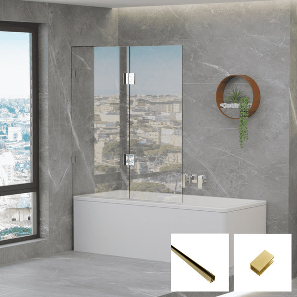 Violet 10 10mm Frameless Fixed & Swing Bath Screen V10-B-FS - Brushed Gold
