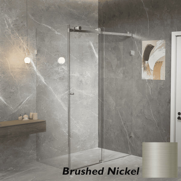Violet 10 10mm Frameless Sliding Screen Front & Return V10-S / V10-S-R - Brushed Nickel