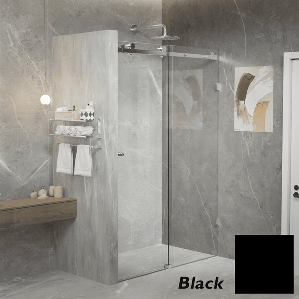 Violet 10 10mm Frameless Sliding Screen Front only V10-S - Black