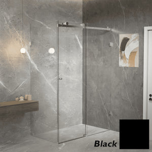 Violet 10 10mm Frameless Sliding Screen Front & Return V10-S / V10-S-R - Black